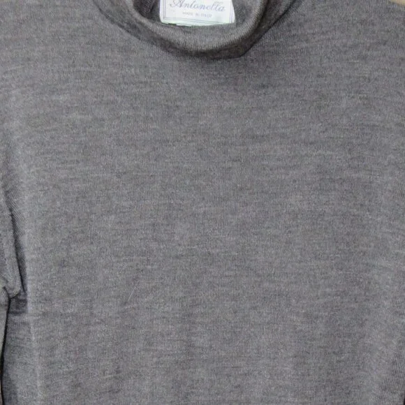 100% Merino Wool Gray Turtleneck Made in Italy Antonella Womens Size L - Picture 4 of 12